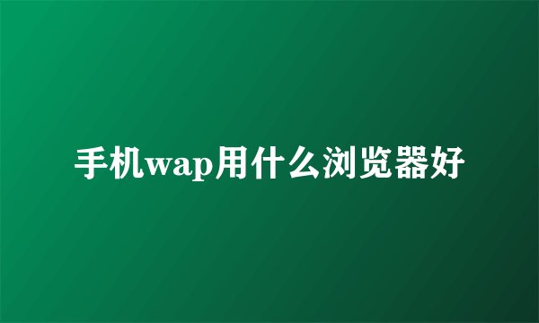 手机wap用什么浏览器好