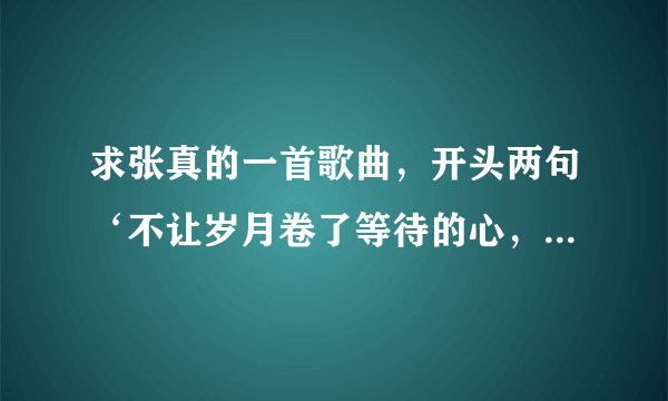 求张真的一首歌曲，开头两句‘不让岁月卷了等待的心，你的笑容，’以后就听不清了，最好是游玩整歌词