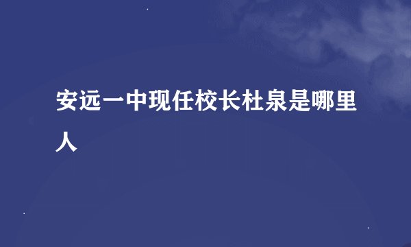 安远一中现任校长杜泉是哪里人