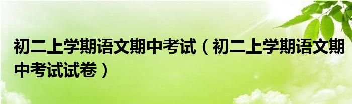 初二上学期语文期中考试初二上学期语文期中考试试卷