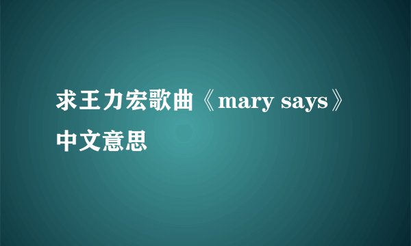 求王力宏歌曲《mary says》中文意思