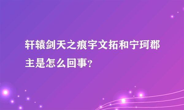 轩辕剑天之痕宇文拓和宁珂郡主是怎么回事？
