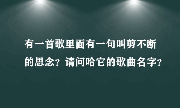 有一首歌里面有一句叫剪不断的思念？请问哈它的歌曲名字？