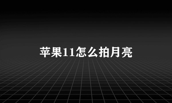苹果11怎么拍月亮