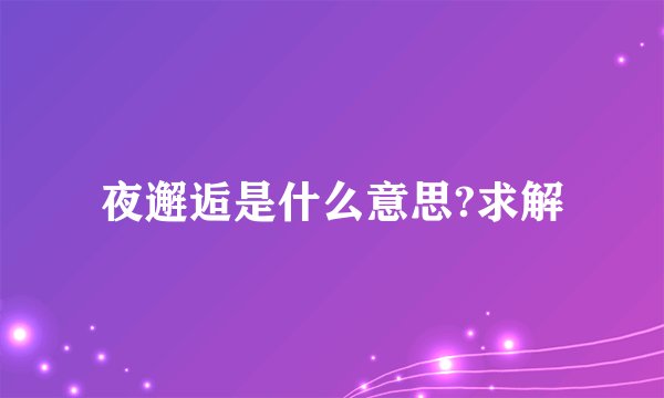 夜邂逅是什么意思?求解