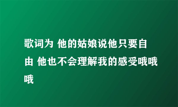 歌词为 他的姑娘说他只要自由 他也不会理解我的感受哦哦哦