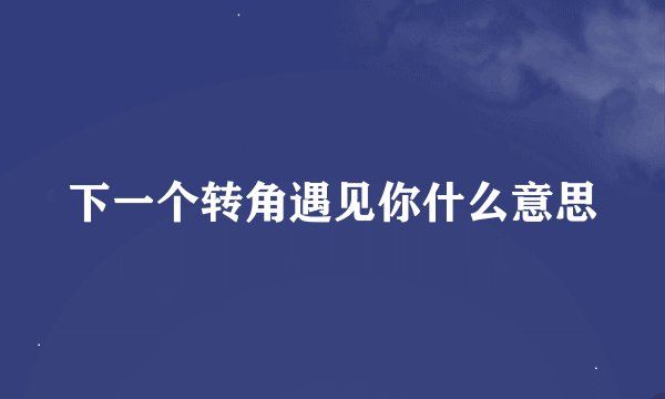 下一个转角遇见你什么意思