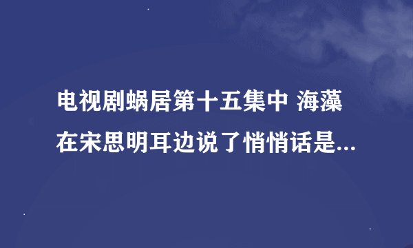 电视剧蜗居第十五集中 海藻在宋思明耳边说了悄悄话是什么话？