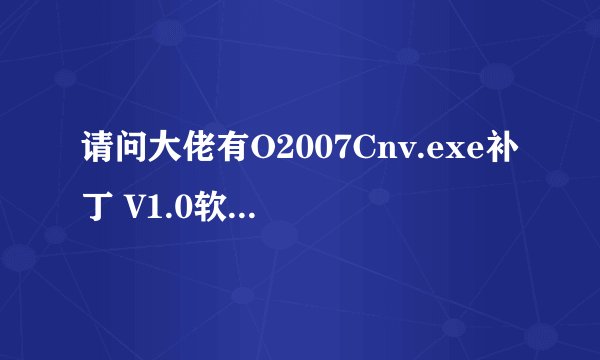 请问大佬有O2007Cnv.exe补丁 V1.0软件百度云资源吗