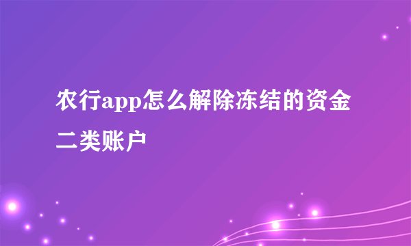 农行app怎么解除冻结的资金二类账户
