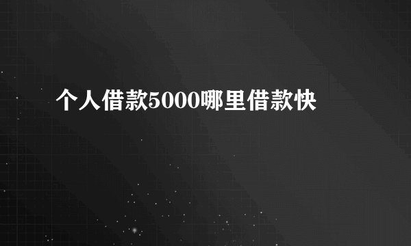个人借款5000哪里借款快