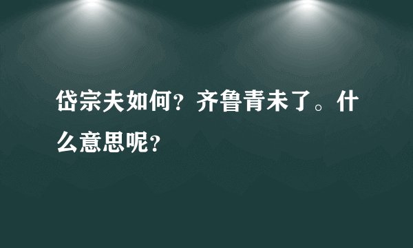 岱宗夫如何？齐鲁青未了。什么意思呢？