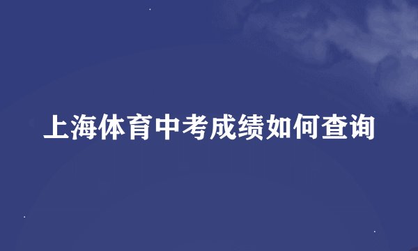 上海体育中考成绩如何查询