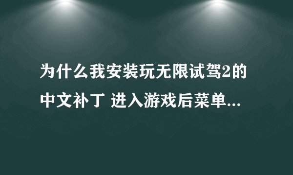 为什么我安装玩无限试驾2的中文补丁 进入游戏后菜单什么的都没有字了
