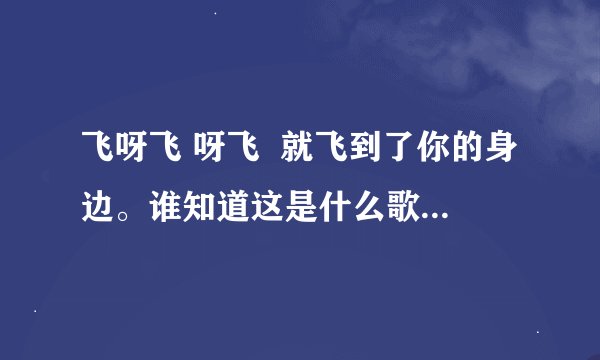 飞呀飞 呀飞  就飞到了你的身边。谁知道这是什么歌 知道的说下 谢谢