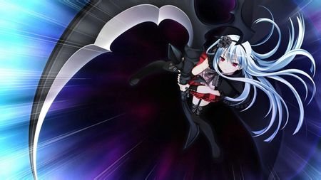 红眸，银发的死神少女图片(很冷)