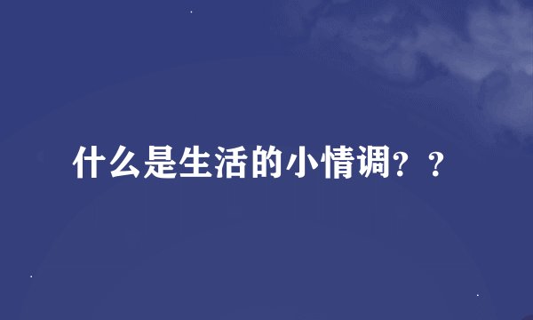 什么是生活的小情调？？