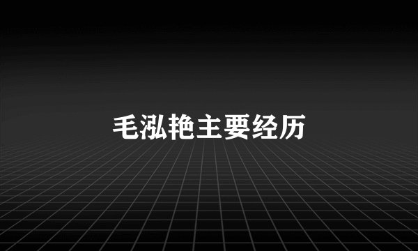 毛泓艳主要经历