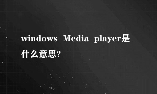 windows  Media  player是什么意思?