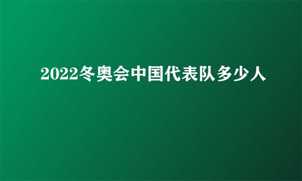 2022冬奥会中国代表队多少人