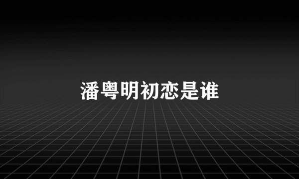 潘粤明初恋是谁