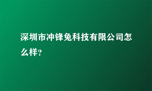 深圳市冲锋兔科技有限公司怎么样？