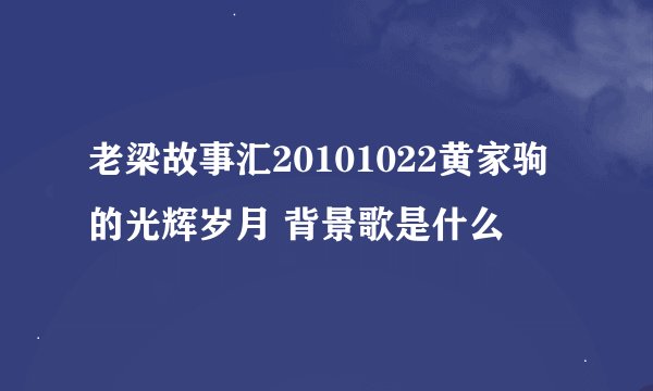老梁故事汇20101022黄家驹的光辉岁月 背景歌是什么