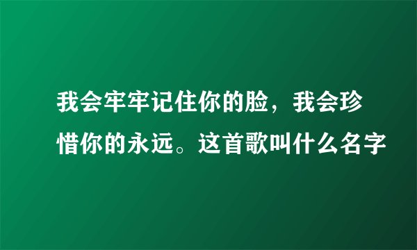 我会牢牢记住你的脸，我会珍惜你的永远。这首歌叫什么名字
