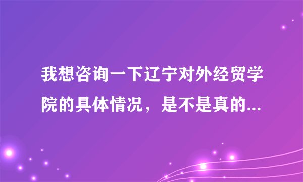 我想咨询一下辽宁对外经贸学院的具体情况，是不是真的像贴吧里说的那么差，希望说的实际点