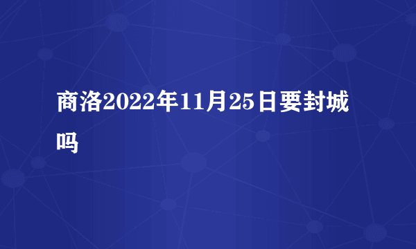 商洛2022年11月25日要封城吗