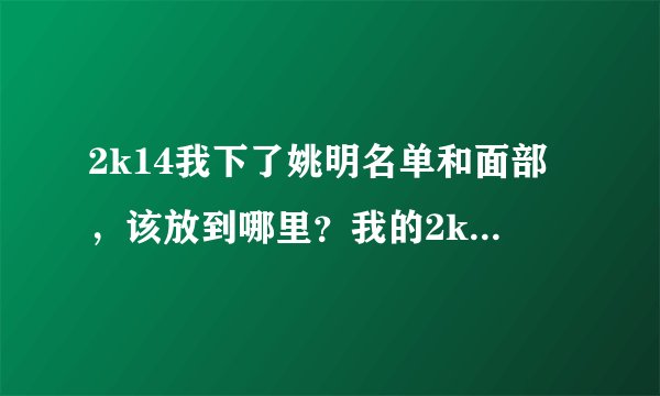 2k14我下了姚明名单和面部，该放到哪里？我的2k版本是免安装版。另外，放进去之后怎么设置才能把姚