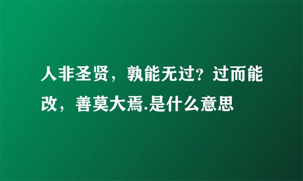 人非圣贤，孰能无过？过而能改，善莫大焉.是什么意思