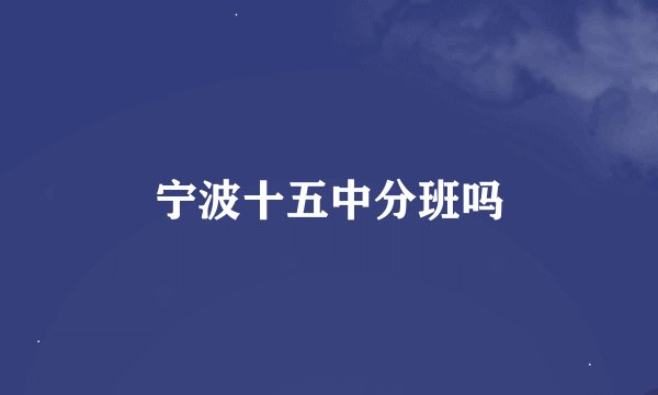 宁波十五中分班吗