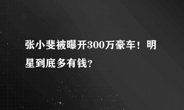 张小斐被曝开300万豪车！明星到底多有钱？
