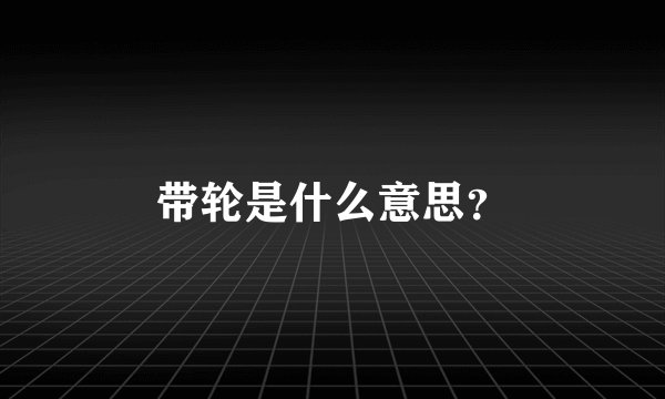 带轮是什么意思？