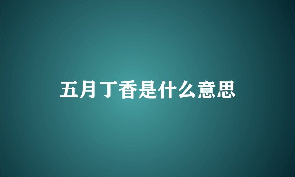 五月丁香是什么意思