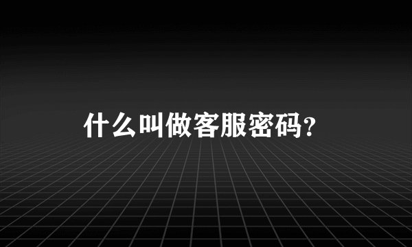 什么叫做客服密码？