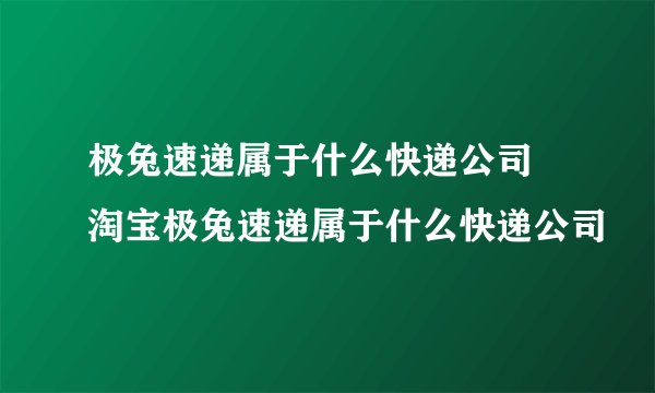 极兔速递属于什么快递公司 淘宝极兔速递属于什么快递公司