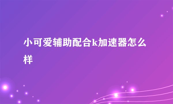 小可爱辅助配合k加速器怎么样