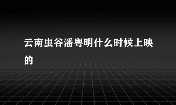 云南虫谷潘粤明什么时候上映的