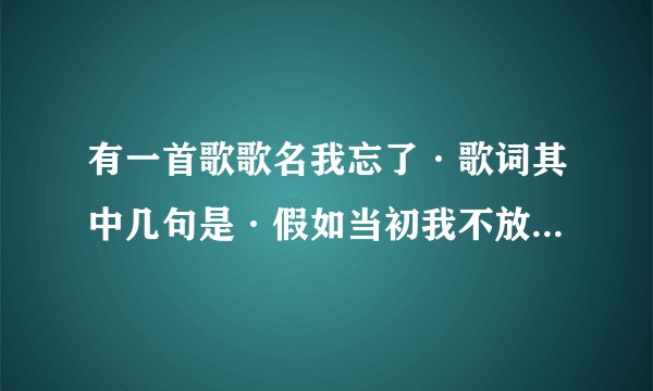 有一首歌歌名我忘了·歌词其中几句是·假如当初我不放手，许多年后你会怪我吗。其他的我忘了。