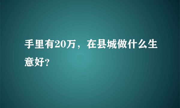 手里有20万，在县城做什么生意好？