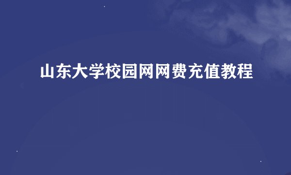 山东大学校园网网费充值教程