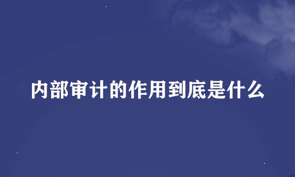 内部审计的作用到底是什么