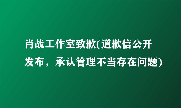 肖战工作室致歉(道歉信公开发布，承认管理不当存在问题)