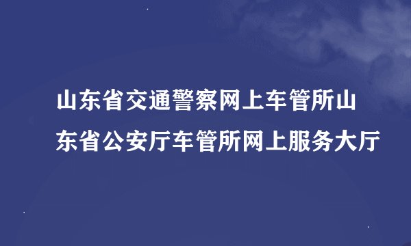 山东省交通警察网上车管所山东省公安厅车管所网上服务大厅