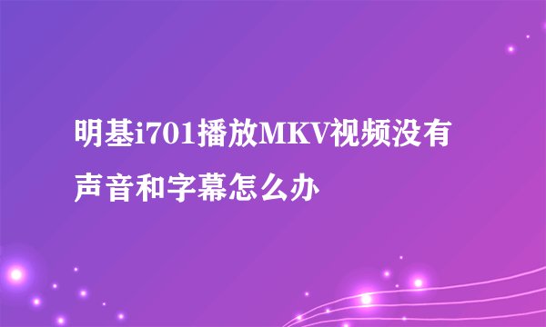 明基i701播放MKV视频没有声音和字幕怎么办