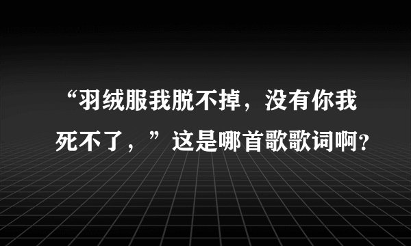“羽绒服我脱不掉，没有你我死不了，”这是哪首歌歌词啊？