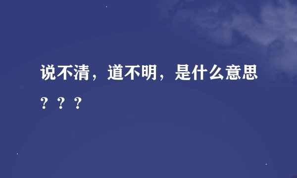 说不清，道不明，是什么意思？？？