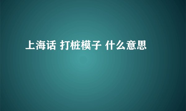 上海话 打桩模子 什么意思